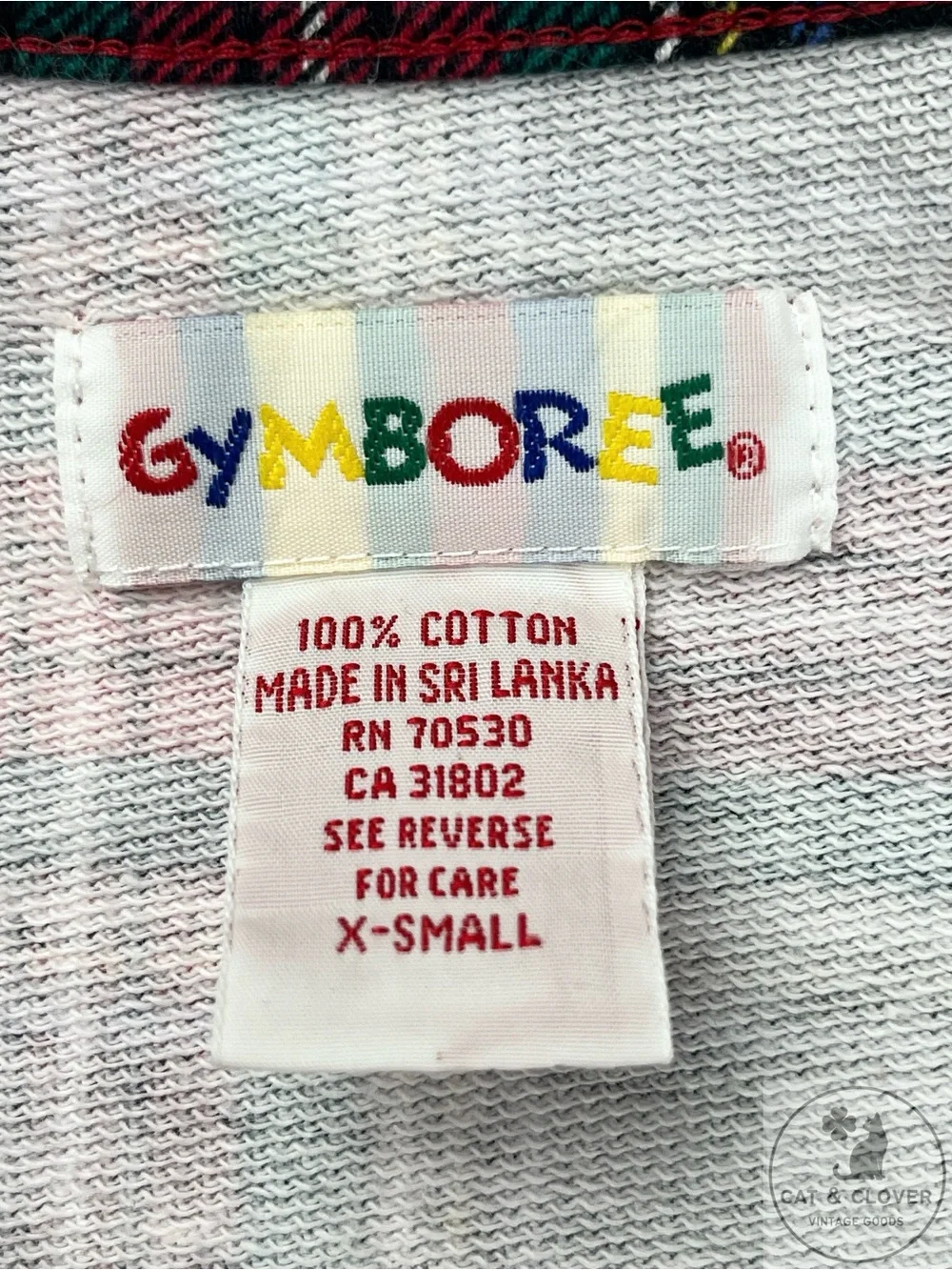 Gymboree 1996 Holiday Plaid Rainbow Tag Red Cardigan Jacket XS